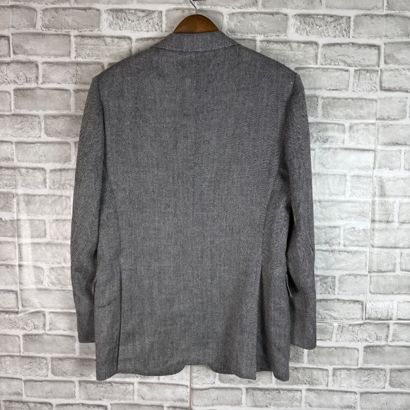 SuitSupply Marling & Evans Wool & Linen Gray Herringbone Blazer Suit Jacket 40R - Picture 4 of 10
